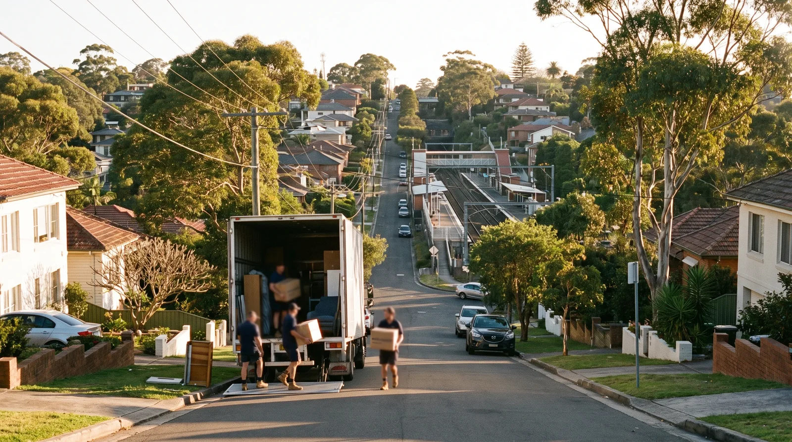 Removalists at work on a street in Jannali