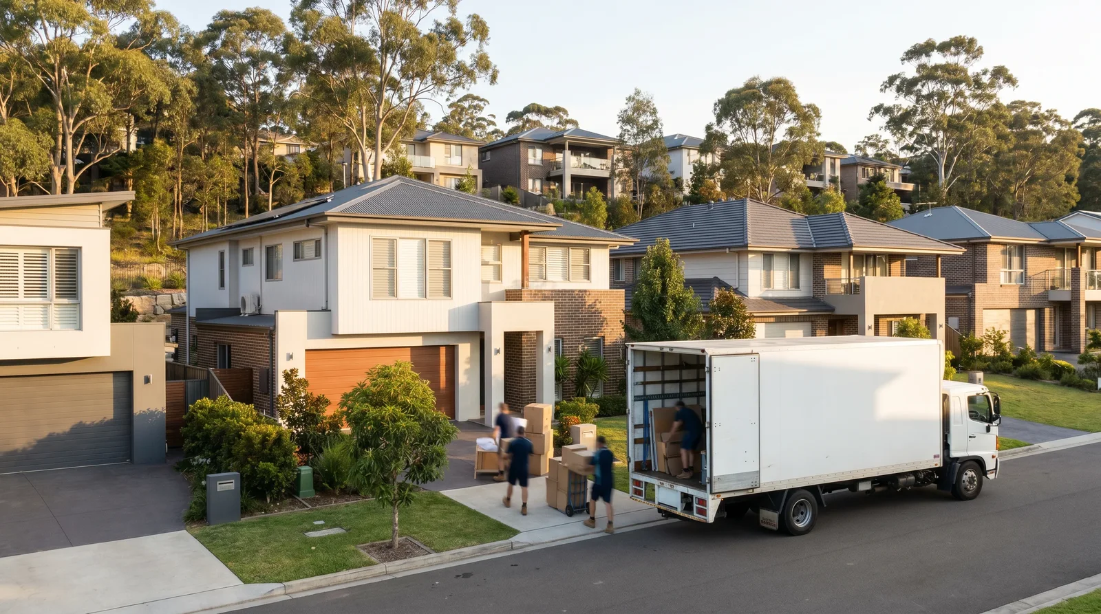 Removalists at work on a street in Menai